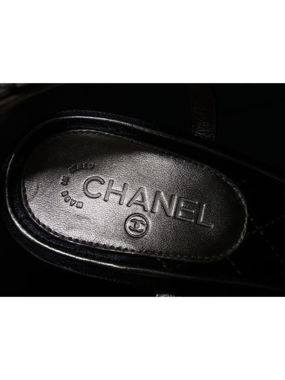 Chanel CC Logo Camellia Leather Heel Sandals 36 Shoes Black - Picture 6 of 7
